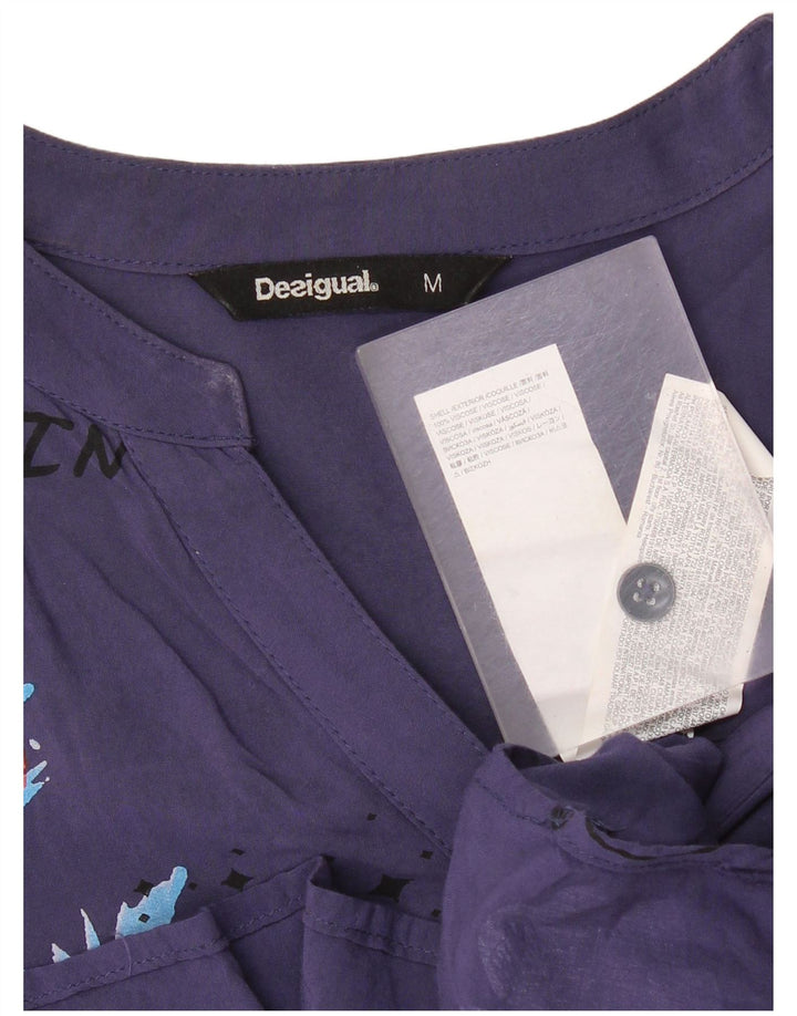 Женская пуловерная рубашка Desigual UK 14, средний темно-синий с цветочным принтом, вискоза