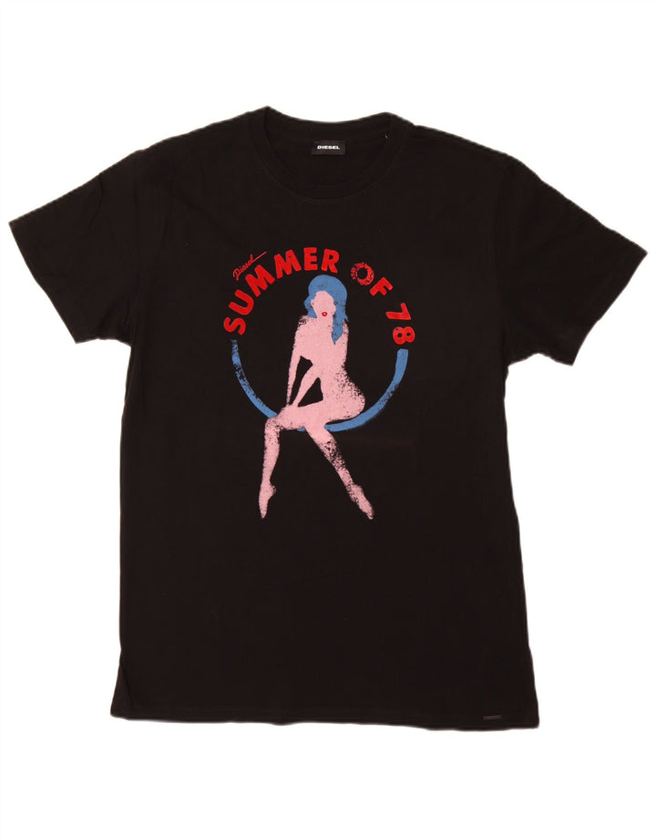 Мужская футболка с рисунком Diesel, большая черная хлопковая рубашка