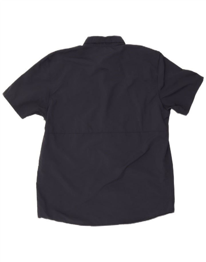 WRANGLER Mens Regular Fit Short Sleeve Shirt Large Navy Blue Nylon