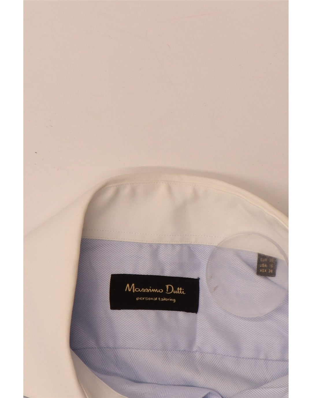 Мужская рубашка Massimo Dutti размер 38 15 средняя синяя с узором "елочка"