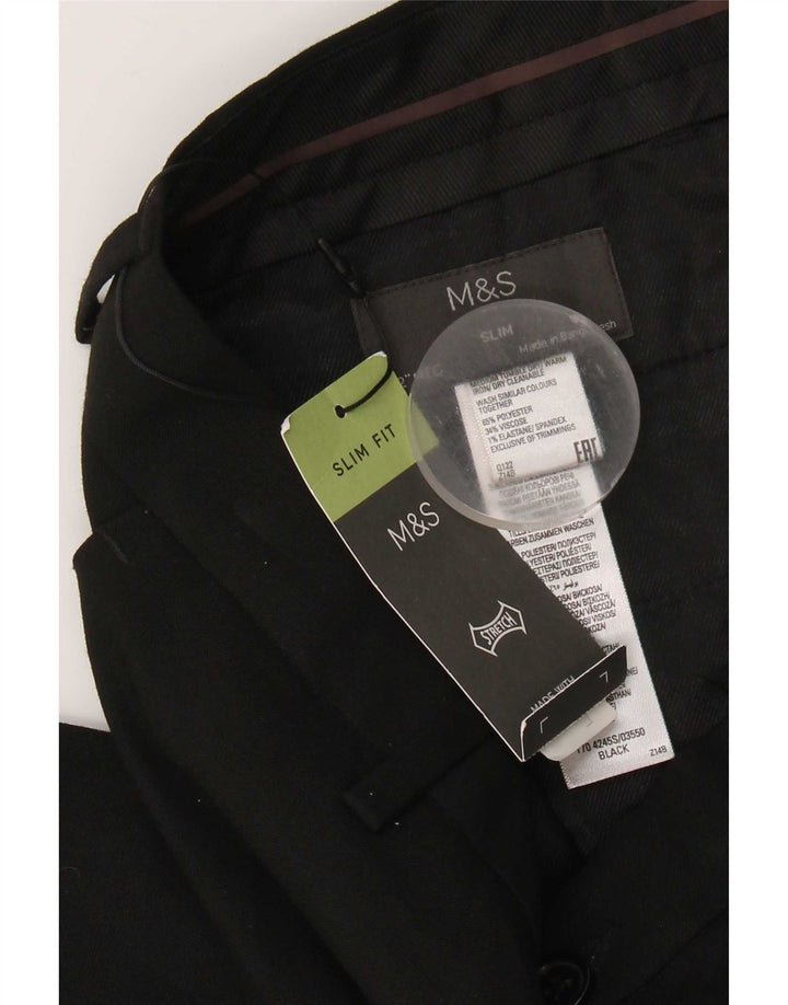 Мужские брюки-чиносы Marks & Spencer W32 L31 черные, полиэстер