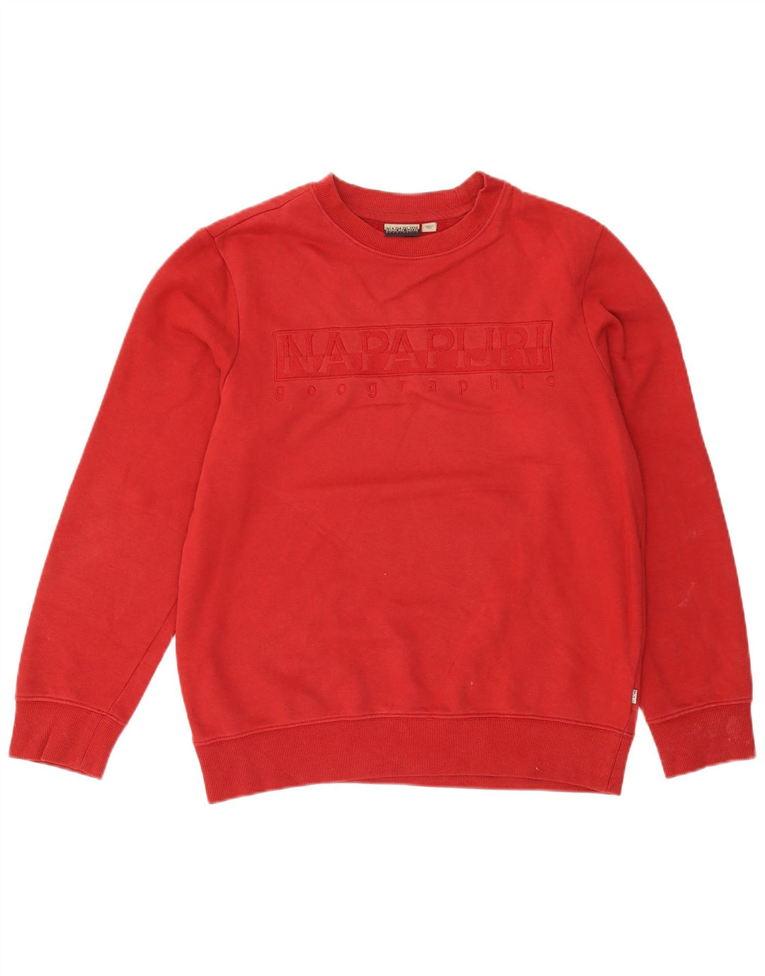 Napapijri Мужской свитшот с географическим рисунком, джемпер среднего красного цвета, хлопковый