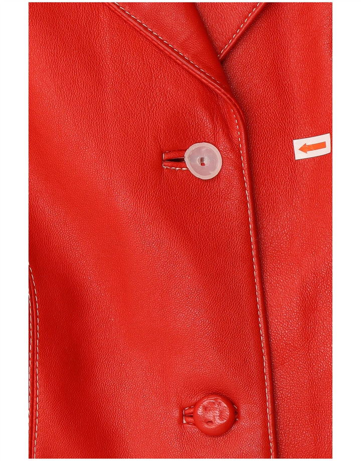VINTAGE Womens Leather Jacket IT 42 Medium Red Leather