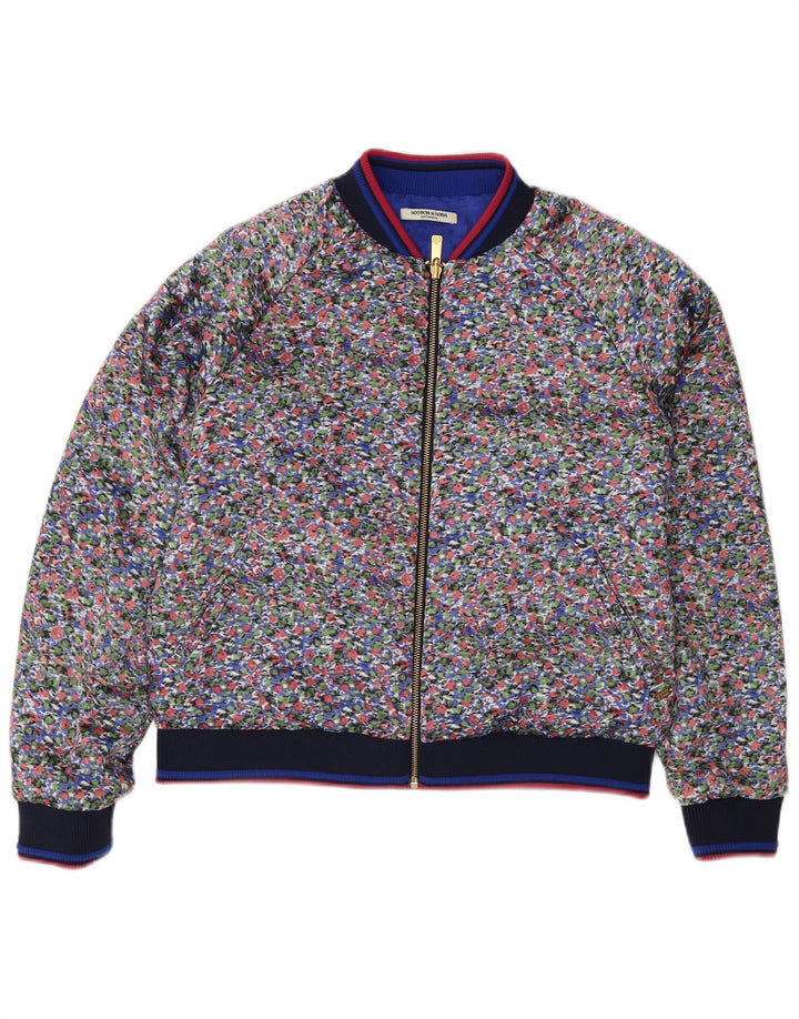 Женская двусторонняя куртка Scotch & Soda UK 14, средний синий с цветочным принтом
