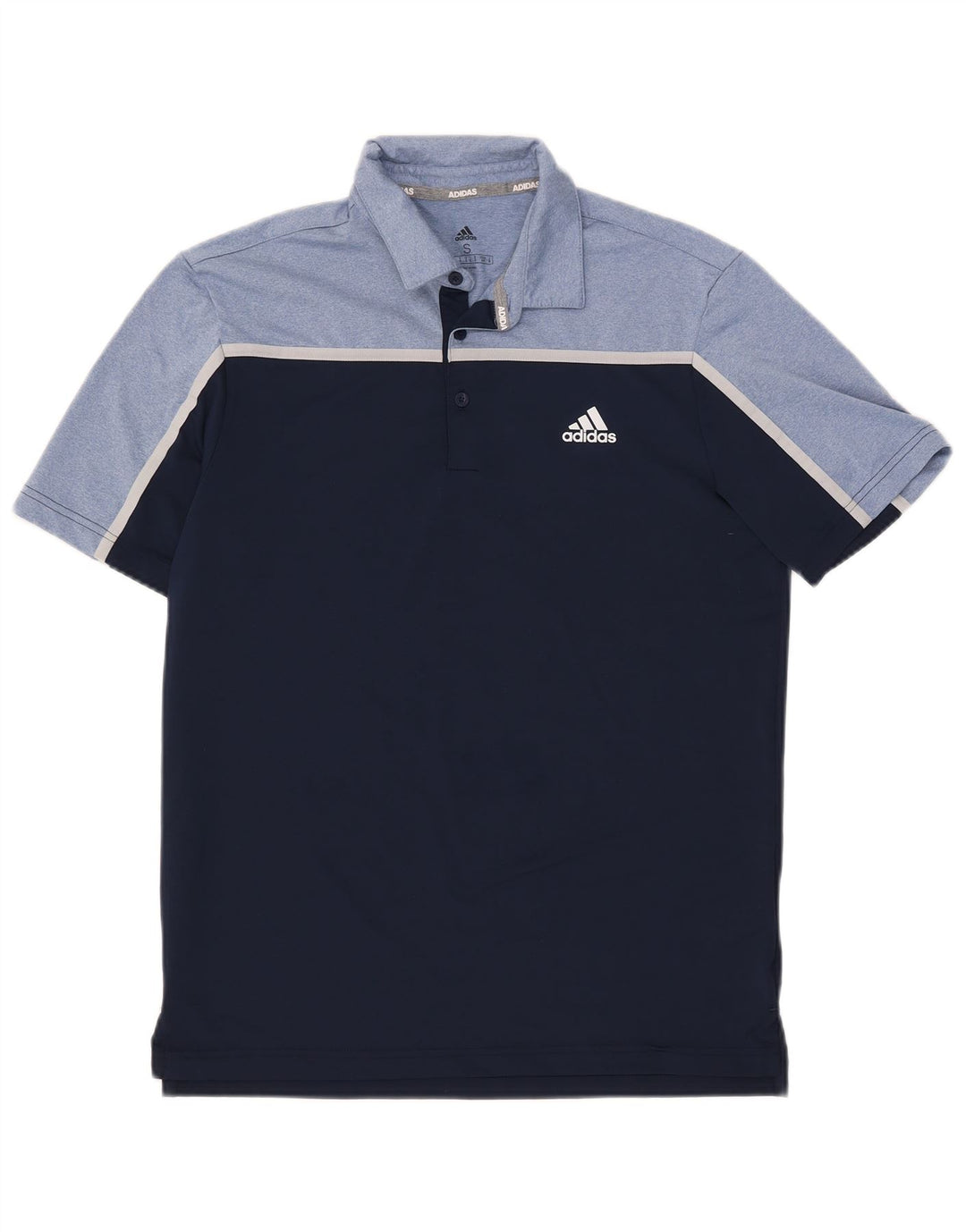 Мужская рубашка-поло Adidas, маленькая, темно-синяя, полиэстер с цветными блоками