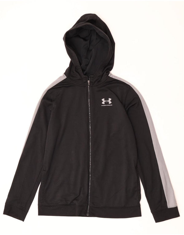 Свитер с капюшоном на молнии для мальчиков Under Armour, 13–14 лет, размер XL, черный с цветными блоками