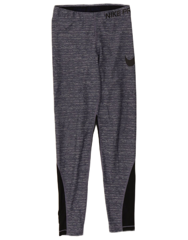 Женские леггинсы с рисунком Nike Dri Fit UK 8, маленькие, темно-синие, с цветными блоками