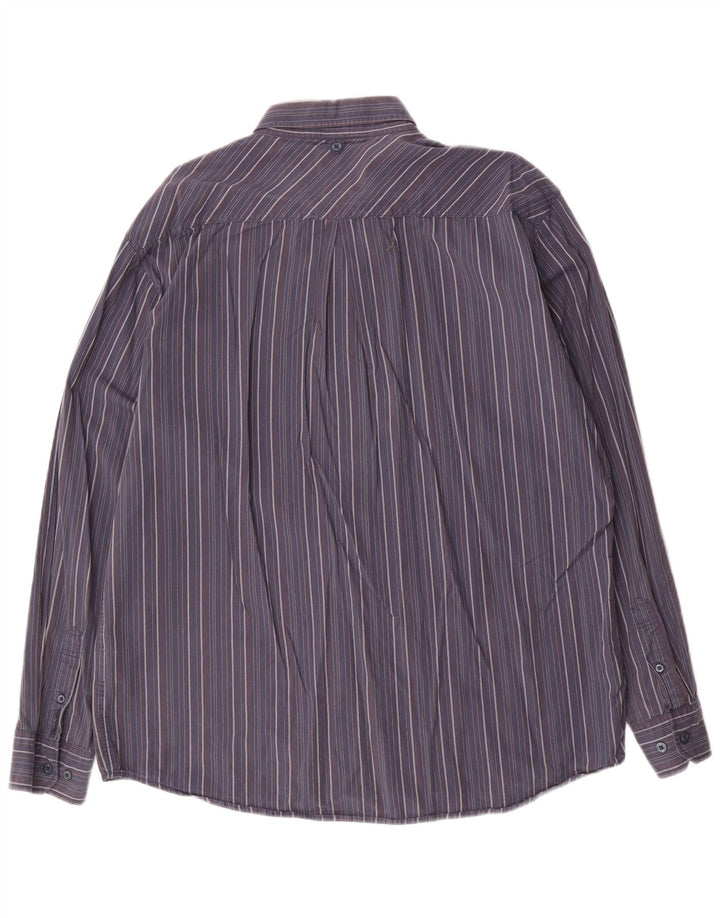 WRANGLER Mens Shirt XL Navy Blue Striped Cotton