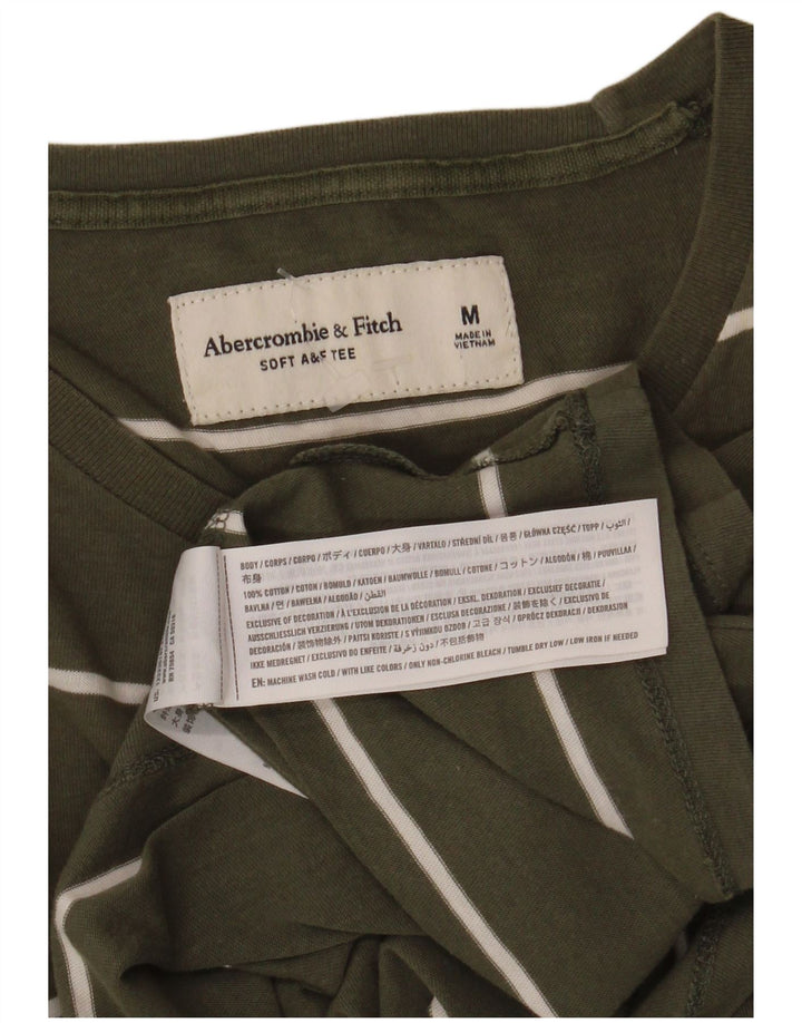 Мужская футболка Abercrombie & Fitch из хлопка среднего цвета в полоску цвета хаки