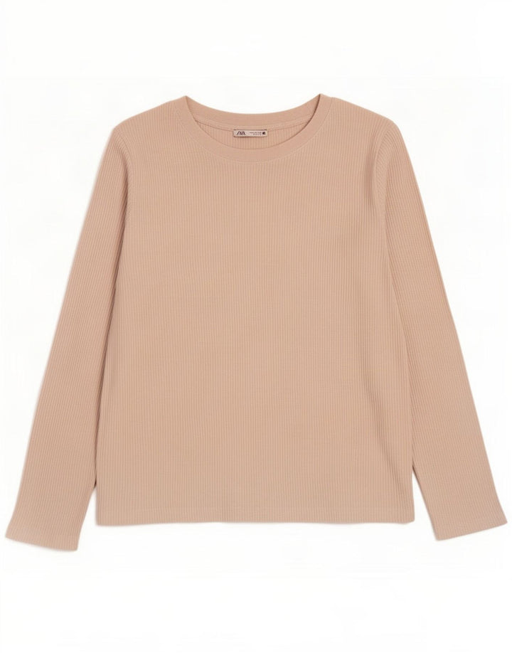 Мужской топ Zara с длинным рукавом, большой, бежевый, полиэстер