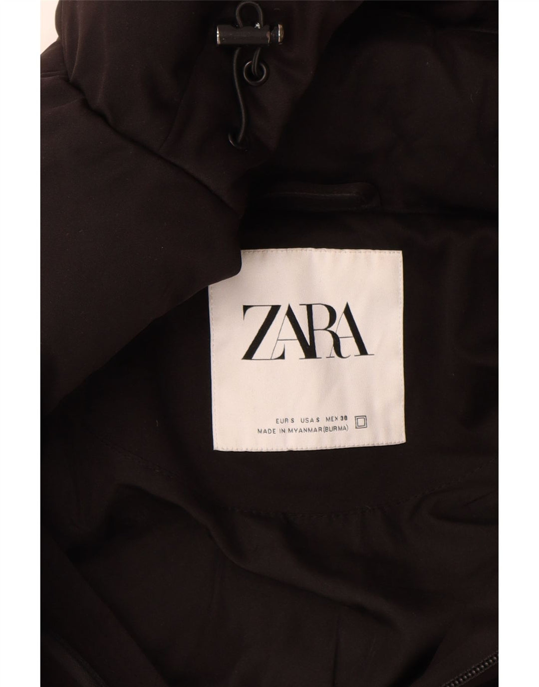 Мужская стеганая куртка с капюшоном Zara UK 36, маленький черный полиэстер