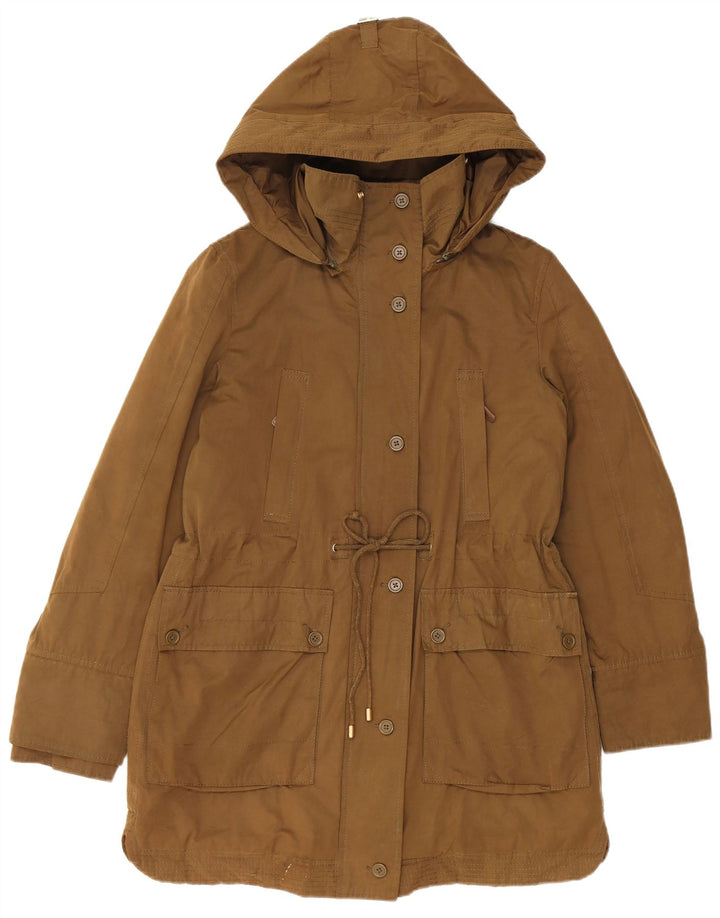 Женская парка Zara UK 14, средний цвет хаки в клетку, хлопок