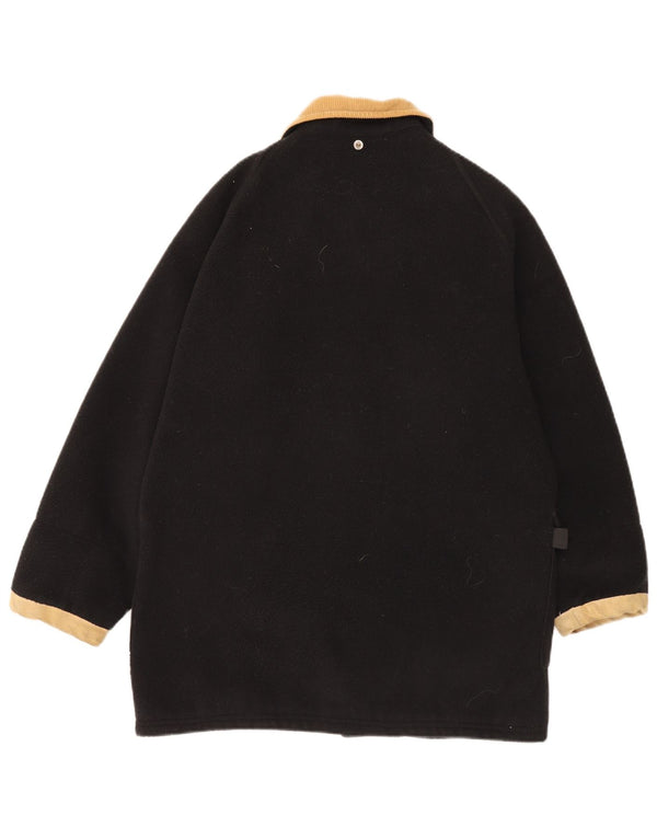 Винтажная женская флисовая дафлкот куртка UK 18 XL, черная с цветными блоками