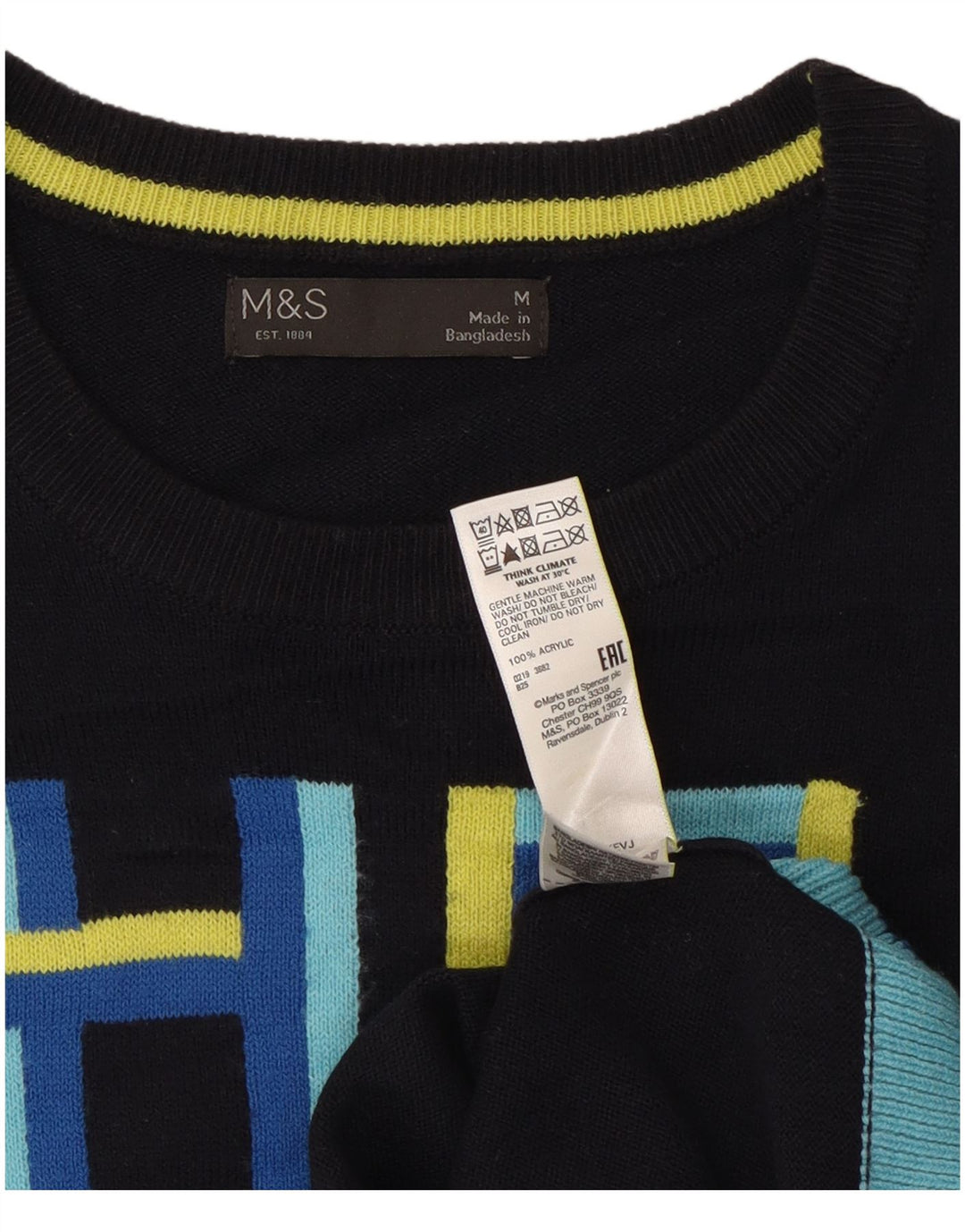 Женский джемпер с круглым вырезом Marks & Spencer UK 14, средний темно-синий