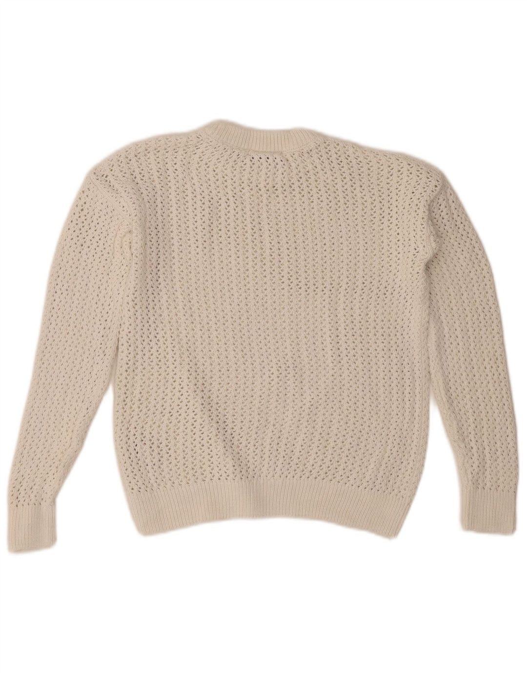 MARKS & SPENCER Womens Crew Neck Jumper Sweater UK 10 Small White Cotton