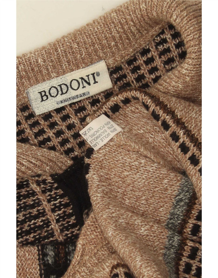 Мужской свитер с воротником поло Bodoni XL, бежевый, шерсть