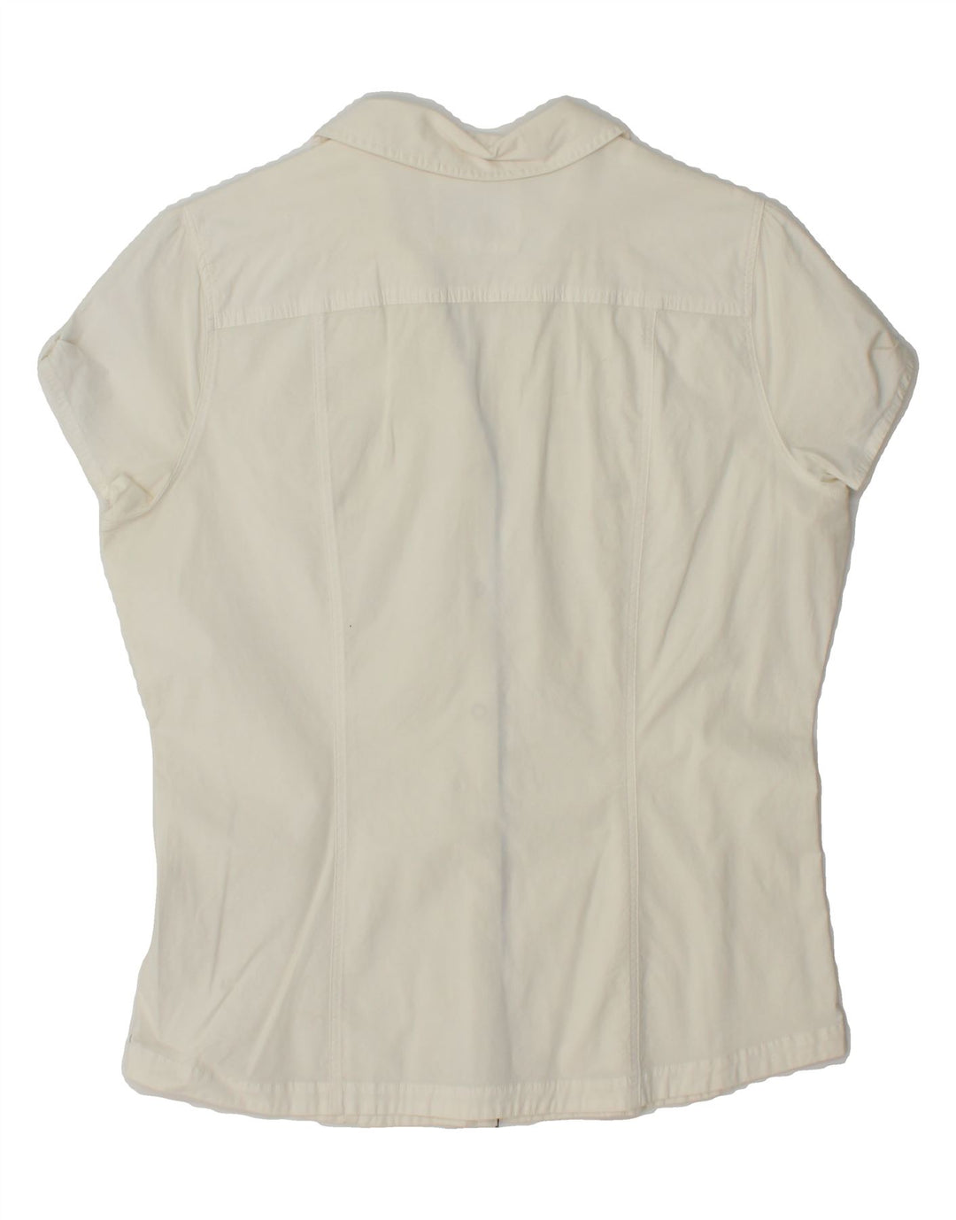 WOOLRICH Womens Short Sleeve Shirt Blouse UK 16 Large Off White Vintage Woolrich and Second-Hand Woolrich from Messina Hembry 
