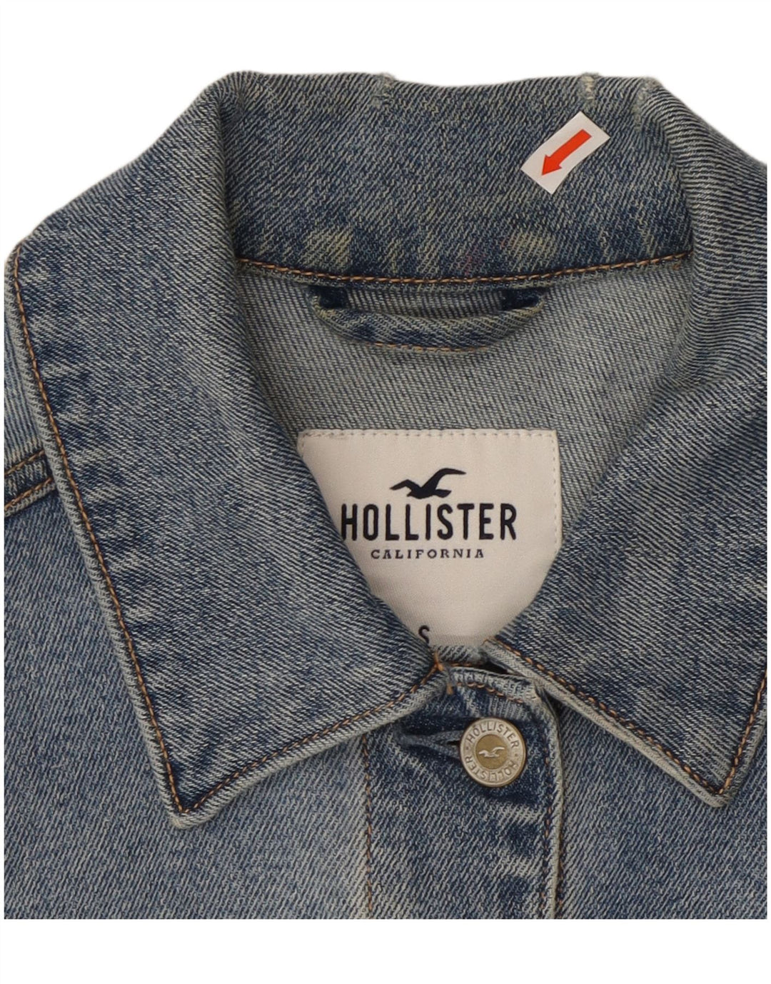 Женская джинсовая куртка HOLLISTER UK 10, маленькая, синяя, хлопок