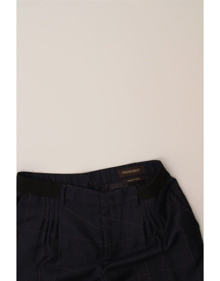 TRUSSARDI Womens Suit Trousers IT 44 Medium W34 L27 Navy Blue Geometric Vintage Trussardi and Second-Hand Trussardi from Messina Hembry 