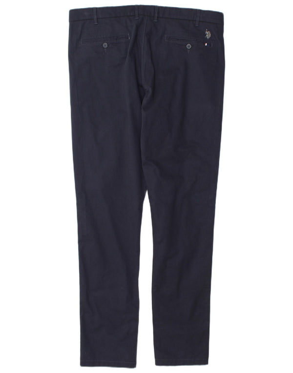 U.S. Polo Assn. Mens Slim Chino Trousers W36 L33 Navy Blue Cotton