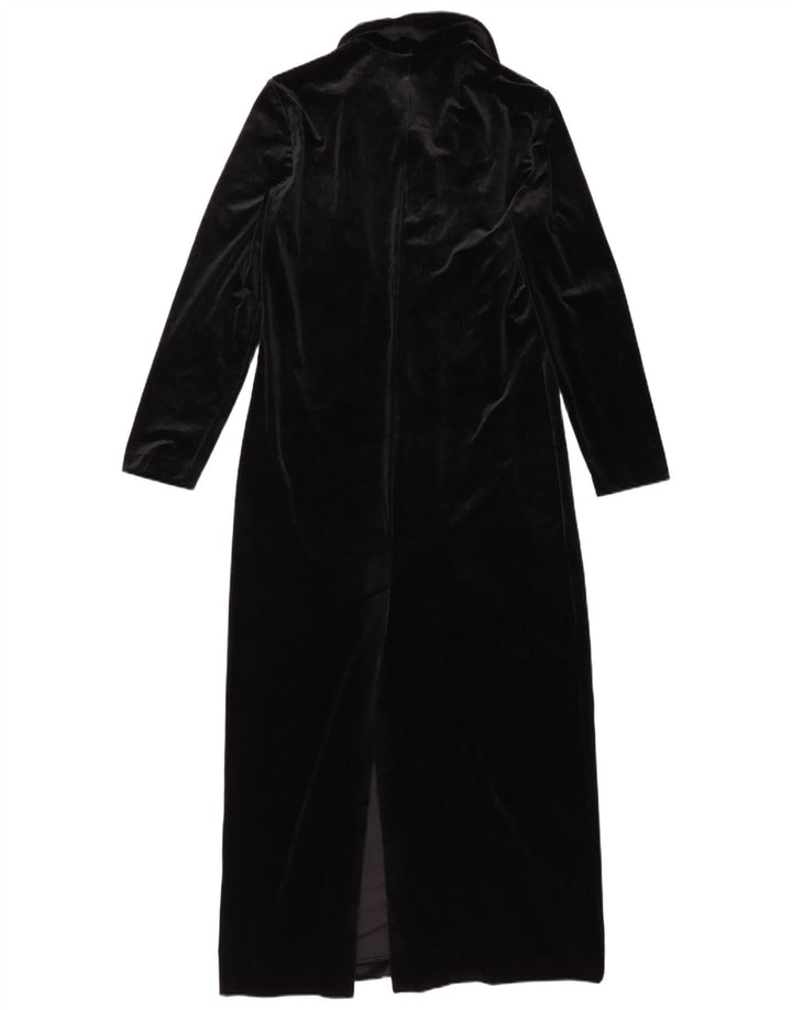 VINTAGE Womens Velour Shirt Dress UK 10 Small  Black Polyester