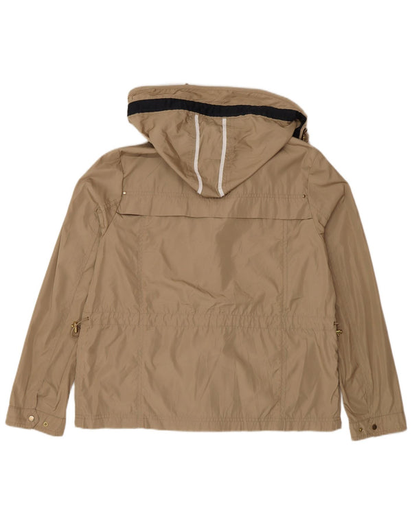 Женская куртка Zara UK 18 XL из полиэстера бежевого цвета с капюшоном