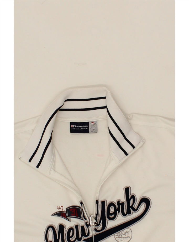 CHAMPION Boys Graphic Tracksuit Top Jacket 13-14 Years XL White Polyester Vintage Champion and Second-Hand Champion from Messina Hembry 
