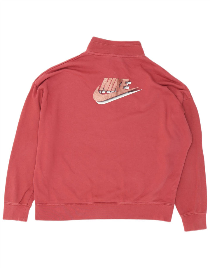Женский свободный свитшот на молнии с воротником NIKE, размер Великобритании 16, большой красный