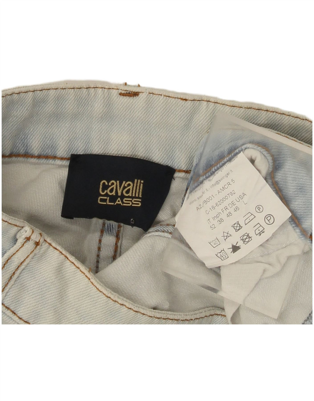 Мужские прямые джинсы Cavalli, большие размеры W34 L29, синие, хлопок