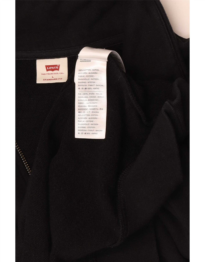 Мужской свитшот с воротником на молнии Levi's, большой черный хлопковый джемпер
