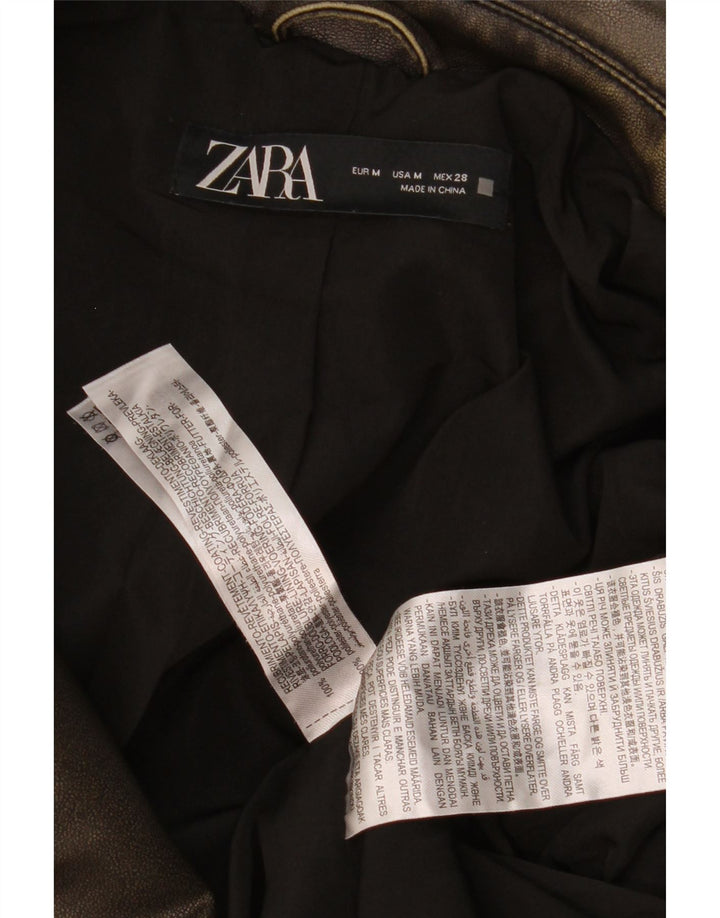 Женская косуха из искусственной кожи Zara UK 14, полиэтилен среднего коричневого цвета