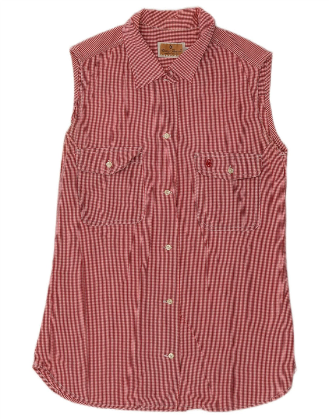CONTE OF FLORENCE Womens Sleeveless Shirt UK 14 Large Red Gingham Vintage Conte of Florence and Second-Hand Conte of Florence from Messina Hembry 