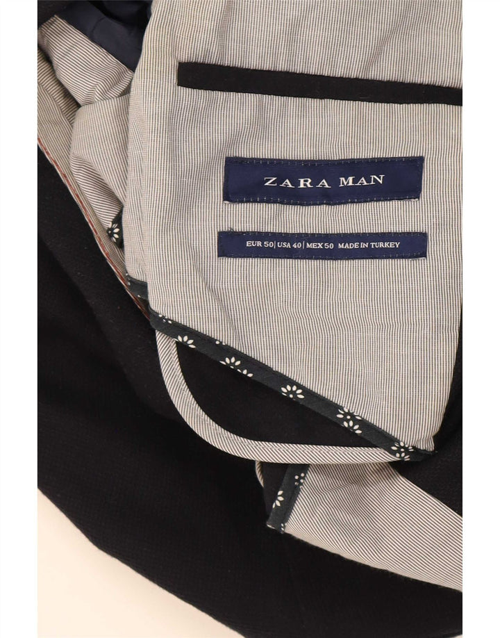Мужской пиджак на 2 пуговицах Zara EU 50, средний темно-синий