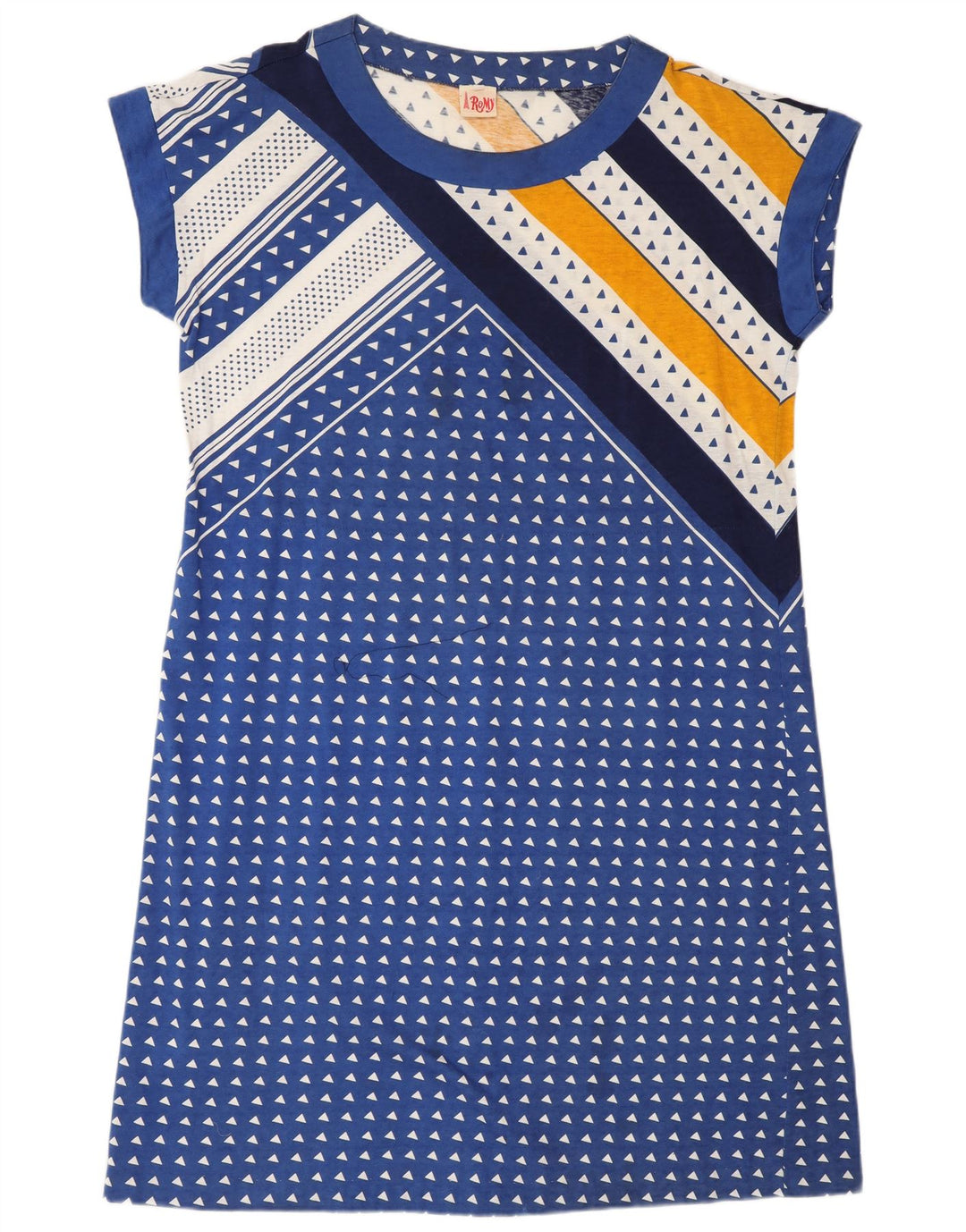 Женское платье-футболка Romy UK 18 XL, синее с геометрическим рисунком, полиамид