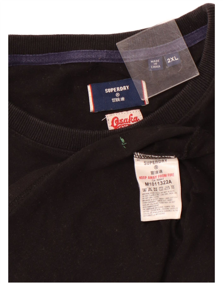 SUPERDRY Мужская футболка с рисунком, топ 2XL, черный хлопок