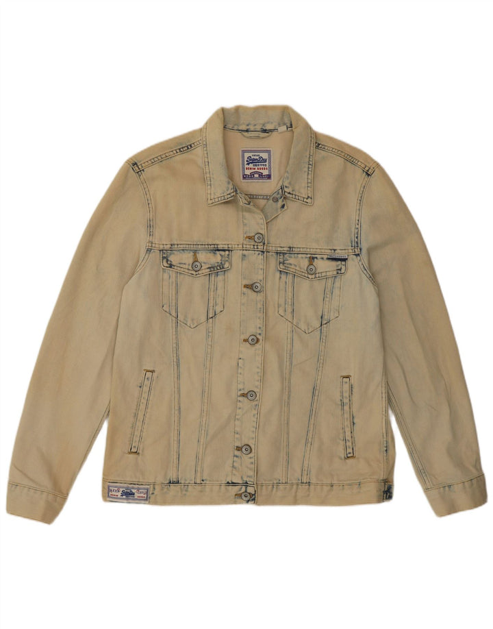 Женская джинсовая куртка SUPERDRY UK 10, маленькая, бежевый, хлопок