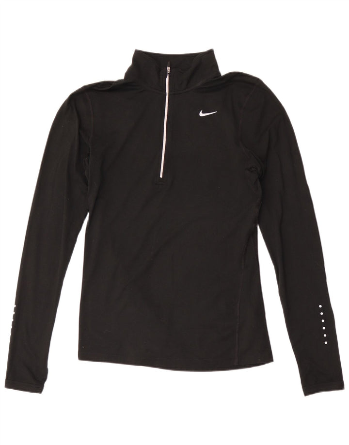 Женский спортивный костюм-пуловер с воротником на молнии Nike Dri Fit UK 10, маленький черный