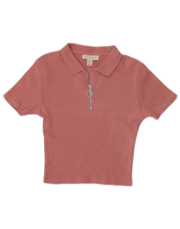 Женская укороченная рубашка-поло Topshop UK 6 XS, розовый хлопок
