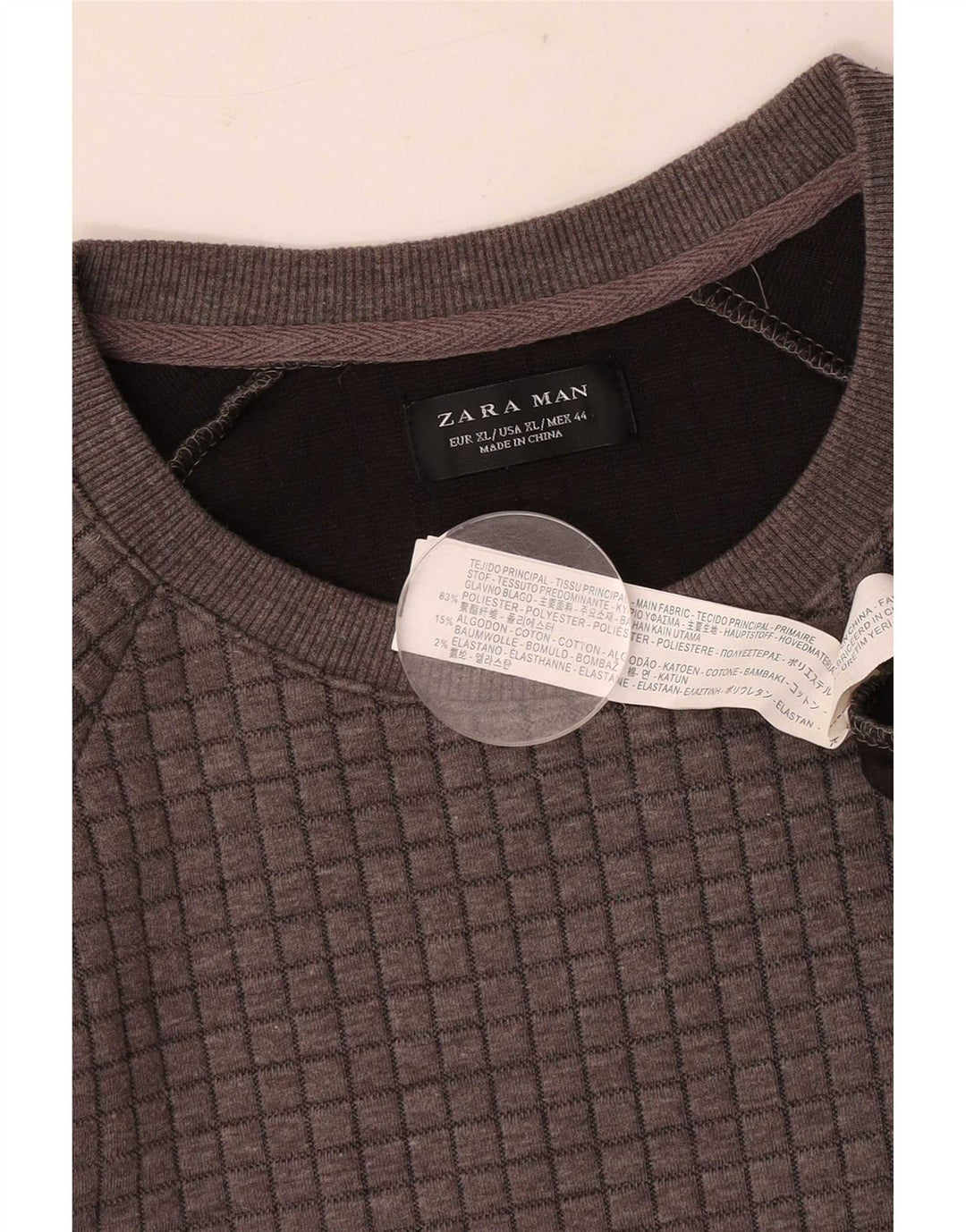 Мужской свитер Zara XL, серый полиэстер в клетку