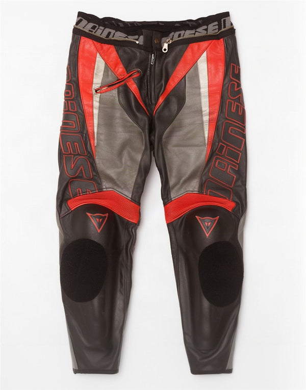 Мужские кожаные брюки Dainese Moto Racer W34 L29, черные с цветными блоками