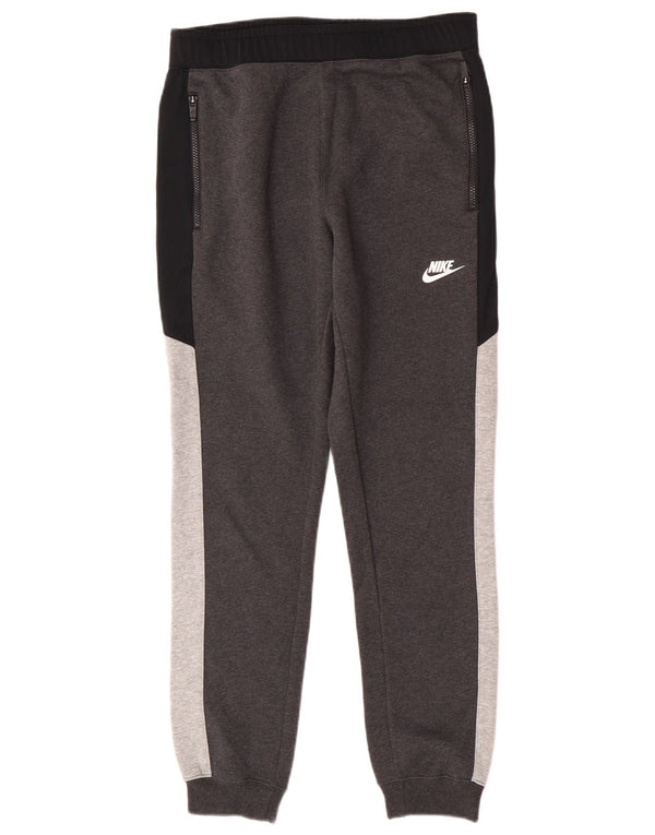 Мужские спортивные брюки Nike, джоггеры, маленькие серые, хлопковые с цветными блоками