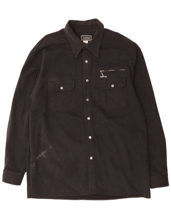 Мужская вельветовая рубашка VINTAGE UK 47/48 3XL, черный хлопок