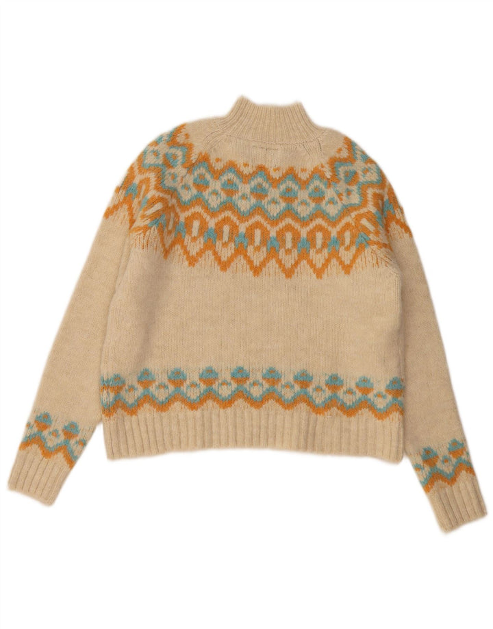 Женский джемпер с высоким воротником Superdry UK 12, средний бежевый Fair Isle
