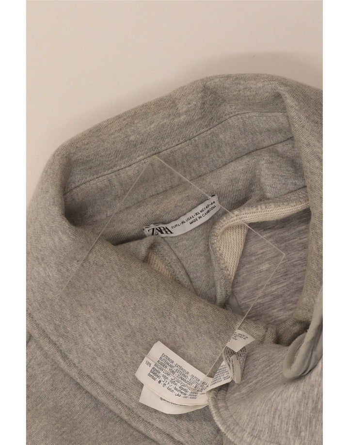 Женский бомбер Zara UK 16, большой размер, серый хлопок