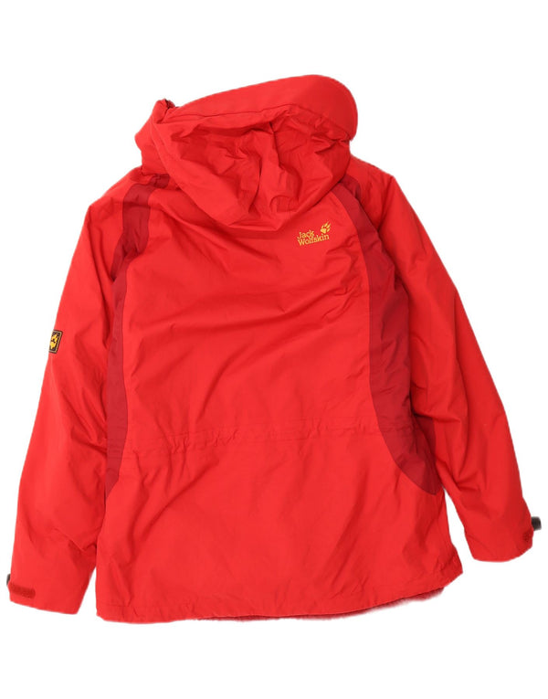 Женская ветровка с капюшоном Jack Wolfskin UK 12, средний красный цвет с цветными блоками