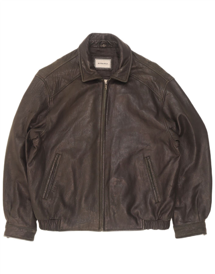 Мужская кожаная куртка Hathaway UK 42 XL черная кожа