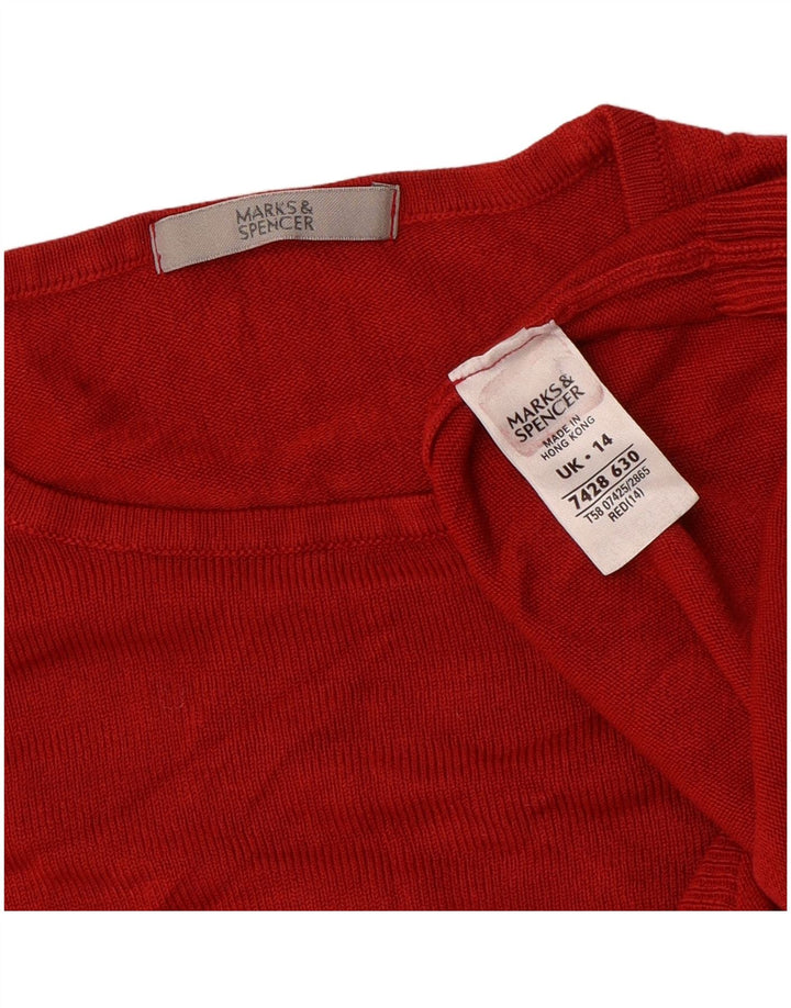 Женский укороченный джемпер с круглым вырезом Marks & Spencer UK 14, средний красный