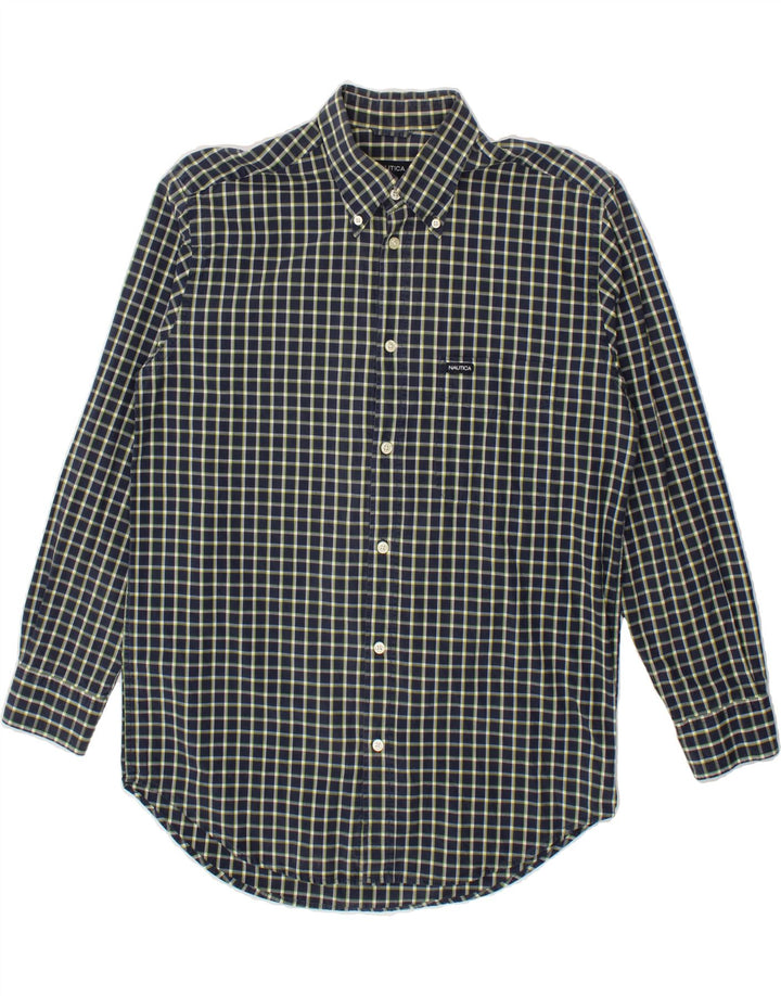 NAUTICA Mens Shirt Large Navy Blue Check Cotton Vintage Nautica and Second-Hand Nautica from Messina Hembry 