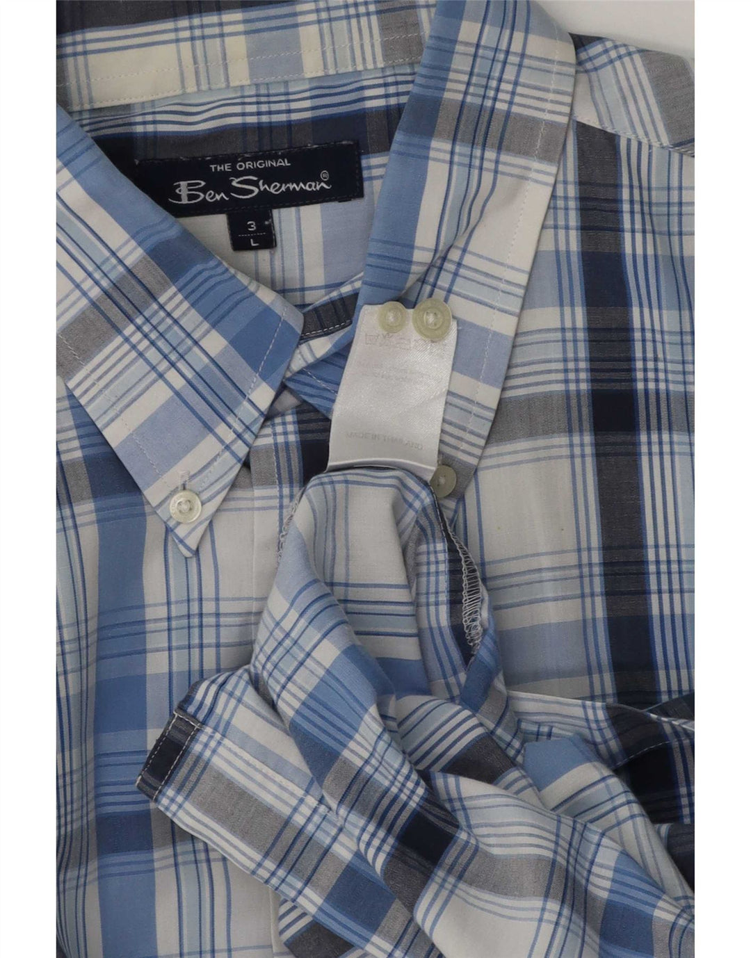 Мужская рубашка с коротким рукавом Ben Sherman, большая синяя клетка, хлопок
