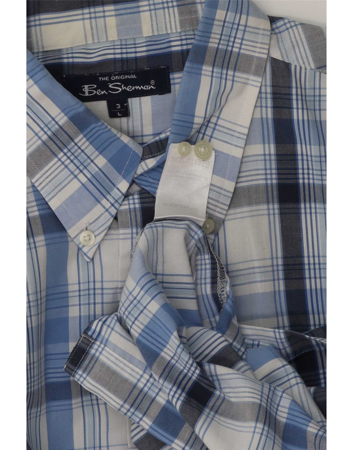 Мужская рубашка с коротким рукавом Ben Sherman, большая синяя клетка, хлопок